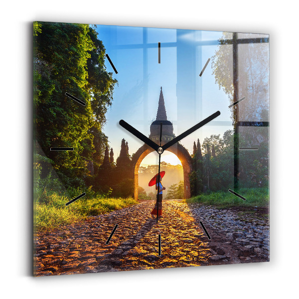 Skleněné hodiny čtvercové Park Surat Thani v Thajsku