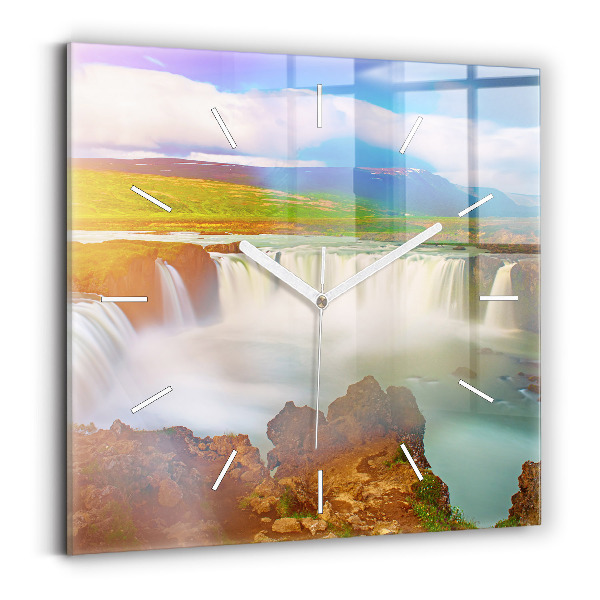 Skleněné hodiny čtvercové Godafoss na Islandu