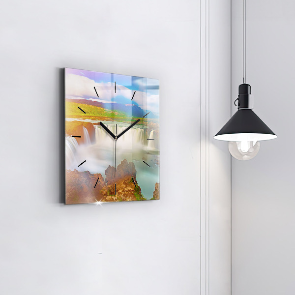 Skleněné hodiny čtvercové Godafoss na Islandu