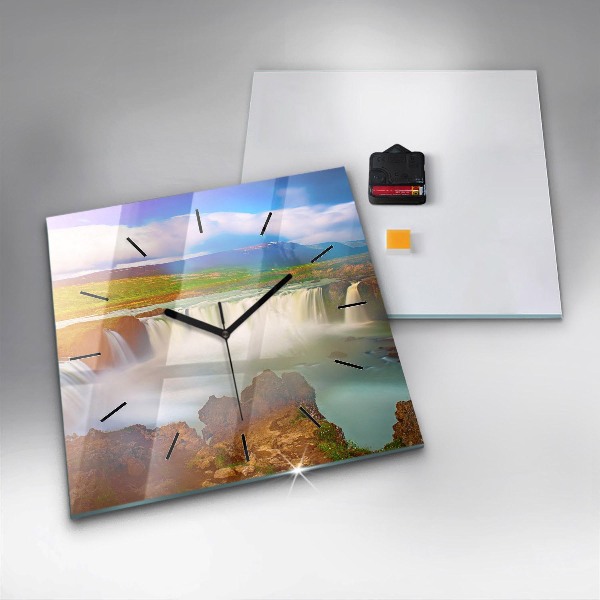 Skleněné hodiny čtvercové Godafoss na Islandu