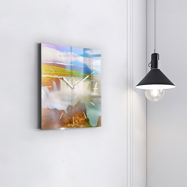 Skleněné hodiny čtvercové Godafoss na Islandu