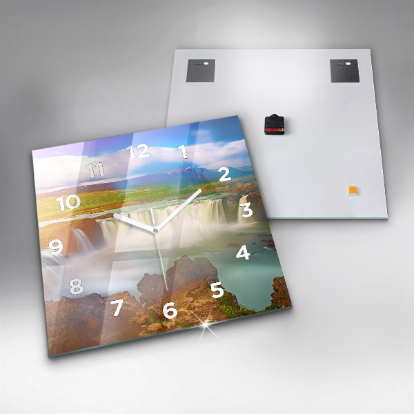 Skleněné hodiny čtvercové Godafoss na Islandu