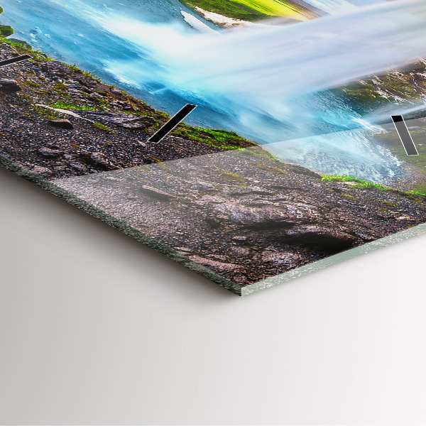 Skleněné hodiny čtvercové Vodopád na Islandu