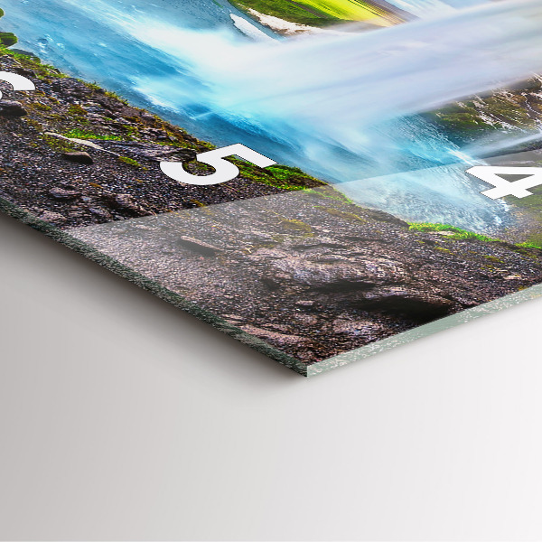 Skleněné hodiny čtvercové Vodopád na Islandu