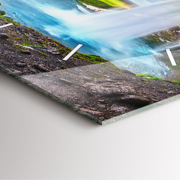 Skleněné hodiny čtvercové Vodopád na Islandu