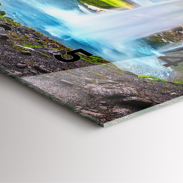 Skleněné hodiny čtvercové Vodopád na Islandu