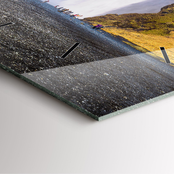 Skleněné hodiny čtvercové Vodopád na Islandu