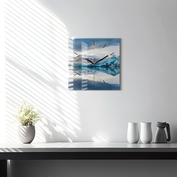 Skleněné hodiny čtvercové Jezero Jokulsarlon Island