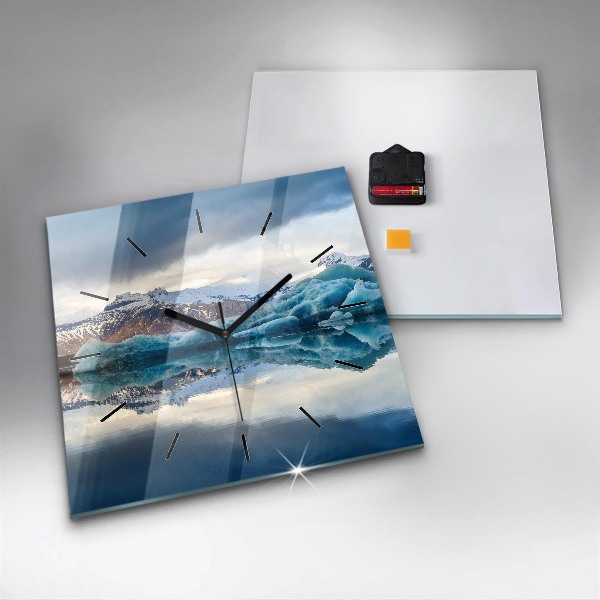 Skleněné hodiny čtvercové Jezero Jokulsarlon Island