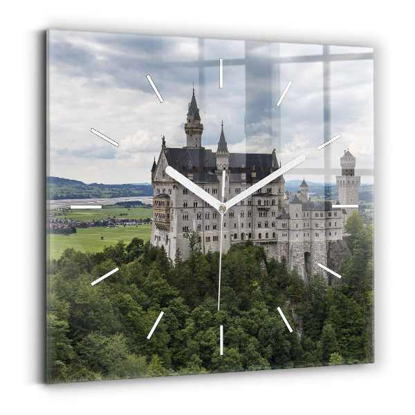 Skleněné hodiny čtvercové Zámek Neuschwanstein