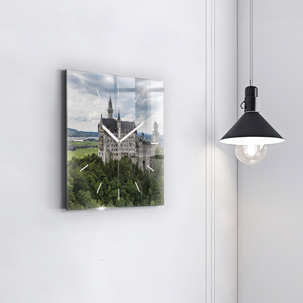 Skleněné hodiny čtvercové Zámek Neuschwanstein