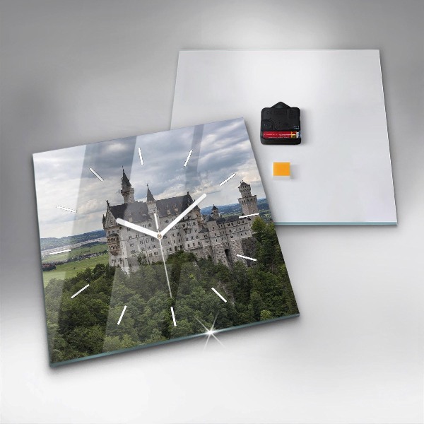 Skleněné hodiny čtvercové Zámek Neuschwanstein