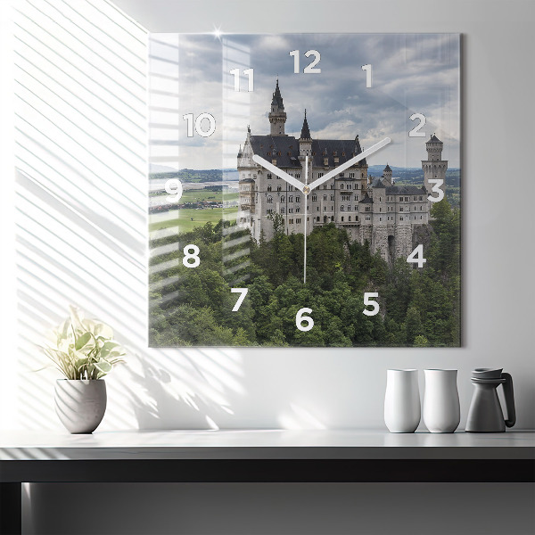 Skleněné hodiny čtvercové Zámek Neuschwanstein
