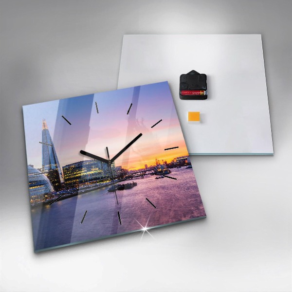 Skleněné hodiny čtvercové Pohled na Londýn