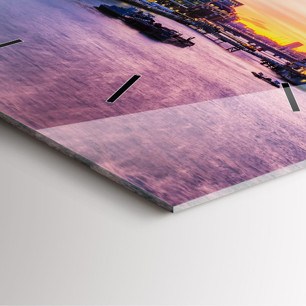 Skleněné hodiny čtvercové Pohled na Londýn