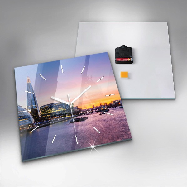 Skleněné hodiny čtvercové Pohled na Londýn