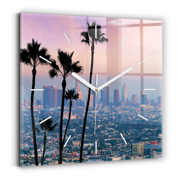 Skleněné hodiny čtvercové Západ slunce v Los Angeles