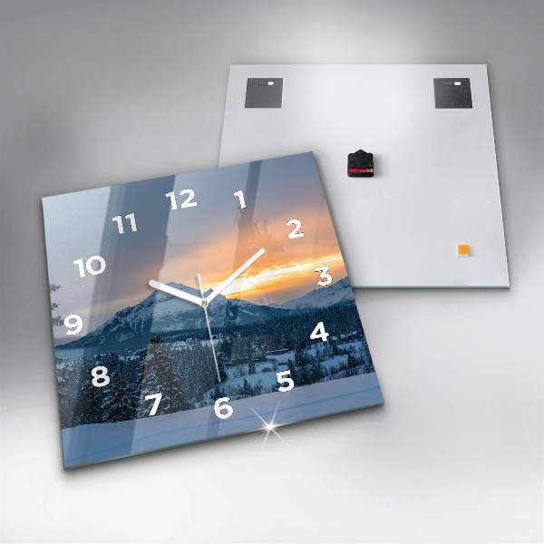 Skleněné hodiny čtvercové Horská krajina