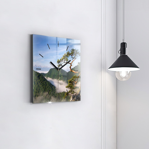 Skleněné hodiny čtvercové Vrchol Sokolica v Pieninách