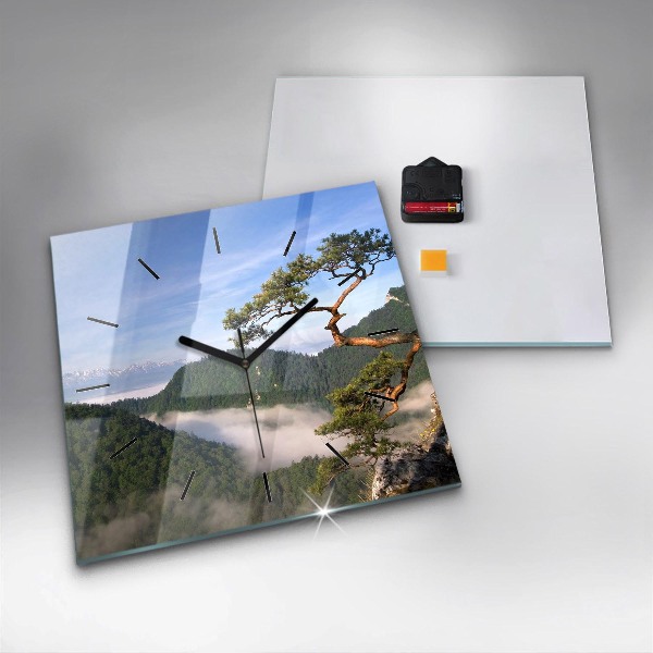 Skleněné hodiny čtvercové Vrchol Sokolica v Pieninách