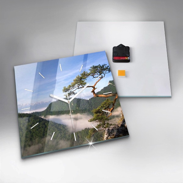 Skleněné hodiny čtvercové Vrchol Sokolica v Pieninách