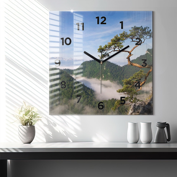 Skleněné hodiny čtvercové Vrchol Sokolica v Pieninách
