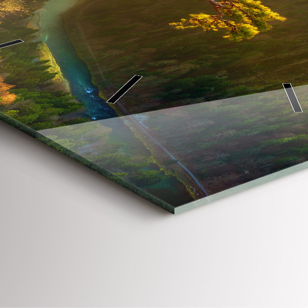 Skleněné hodiny čtvercové Západ slunce nad horami