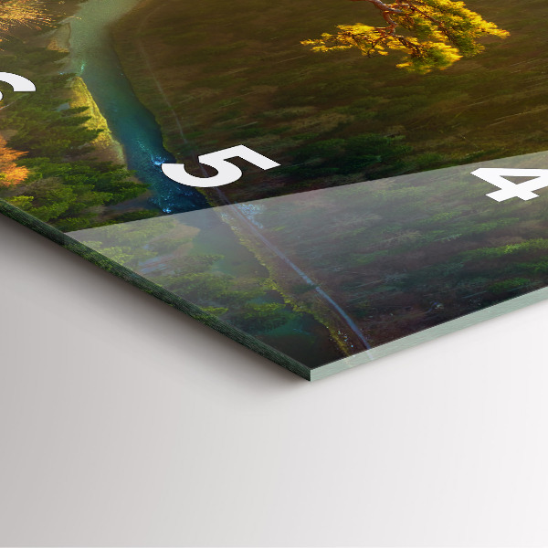 Skleněné hodiny čtvercové Západ slunce nad horami