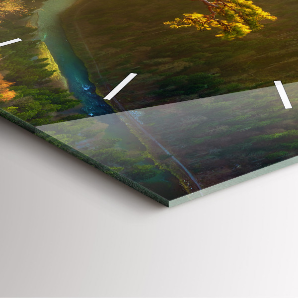 Skleněné hodiny čtvercové Západ slunce nad horami