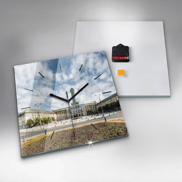 Skleněné hodiny čtvercové Panorama Ostravy