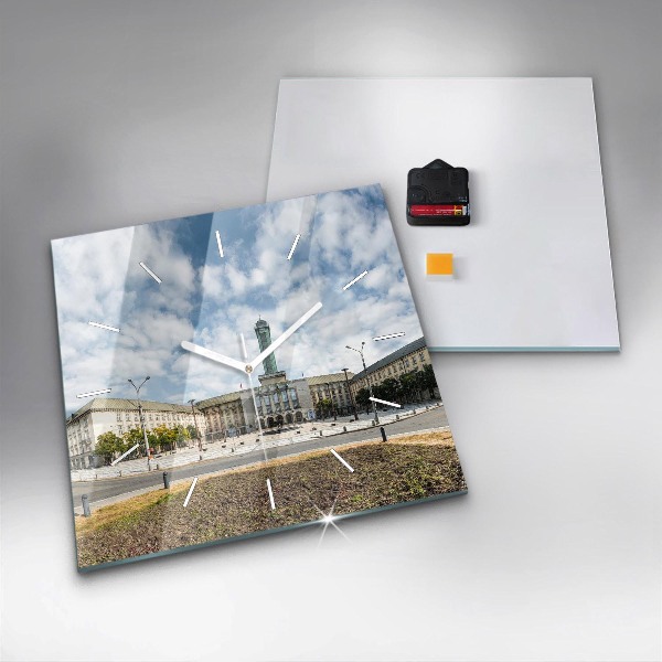 Skleněné hodiny čtvercové Panorama Ostravy