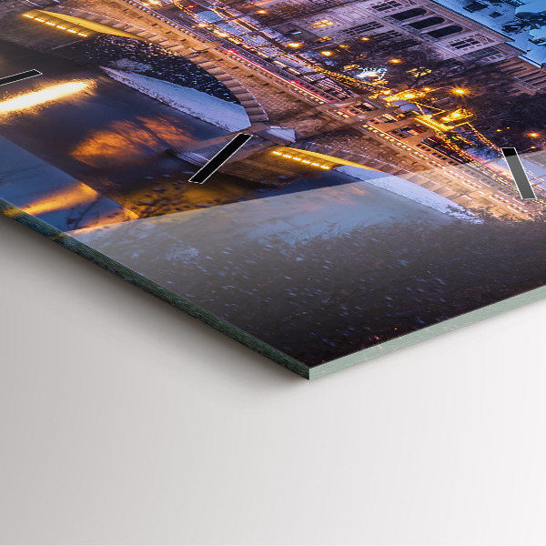 Skleněné hodiny čtvercové Panorama Plzně