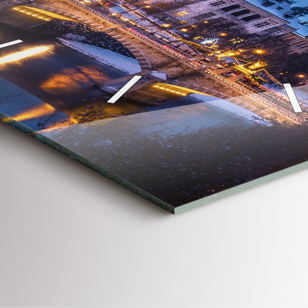 Skleněné hodiny čtvercové Panorama Plzně