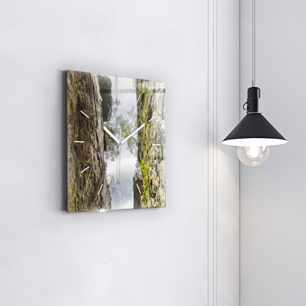 Čtvercové nástěnné hodiny Skalní město v České republice