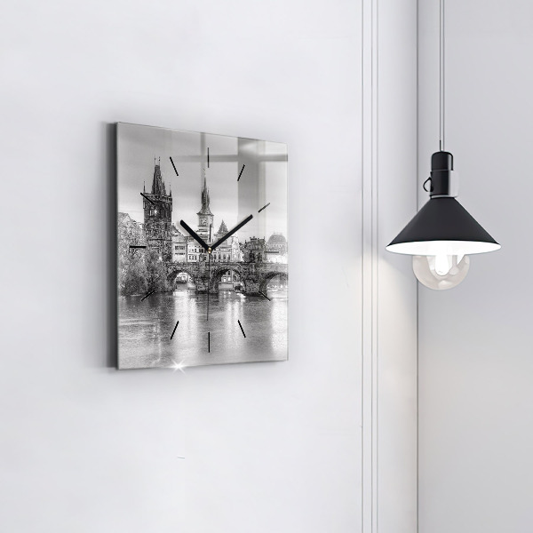 Skleněné hodiny čtvercové Karlův most v Praze