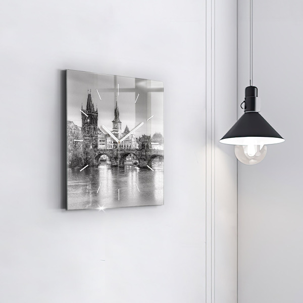 Skleněné hodiny čtvercové Karlův most v Praze