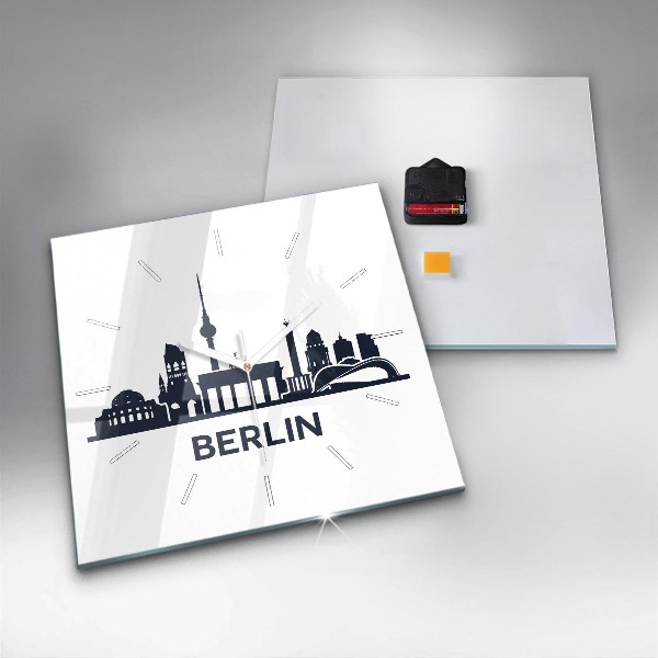 Skleněné hodiny čtvercové Ilustrace města Berlína