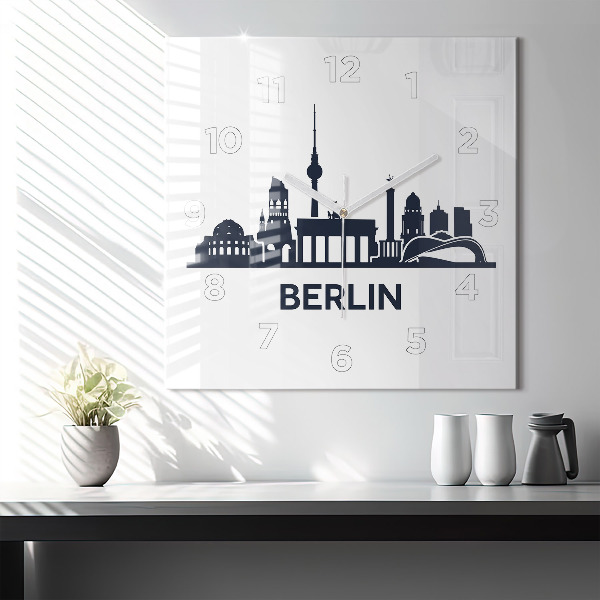 Skleněné hodiny čtvercové Ilustrace města Berlína