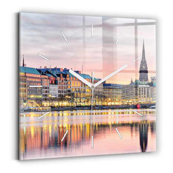 Skleněné hodiny čtvercové Alster v Hamburku