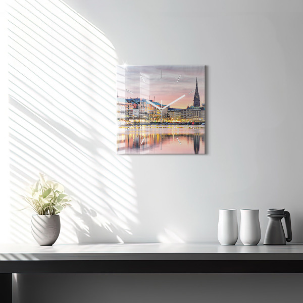 Skleněné hodiny čtvercové Alster v Hamburku