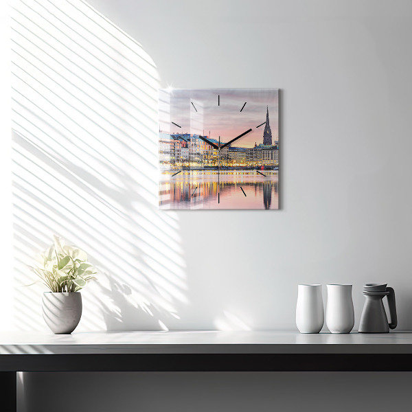 Skleněné hodiny čtvercové Alster v Hamburku