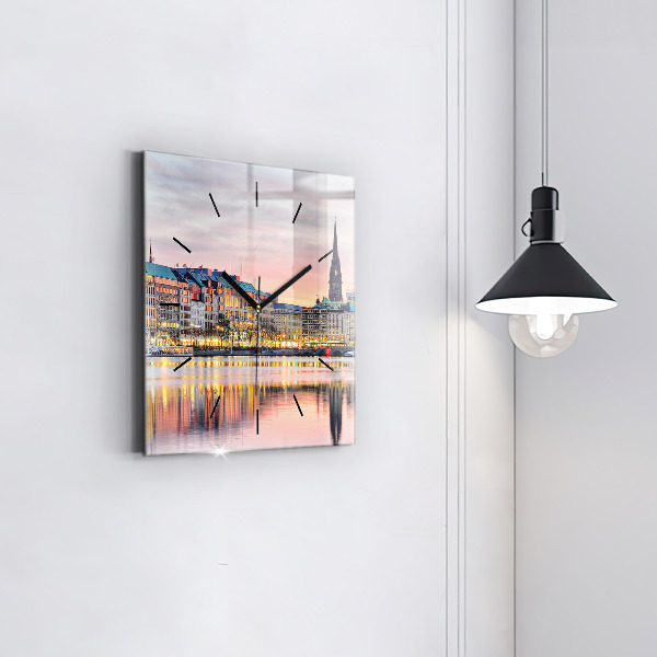 Skleněné hodiny čtvercové Alster v Hamburku