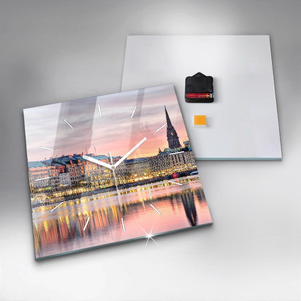 Skleněné hodiny čtvercové Alster v Hamburku
