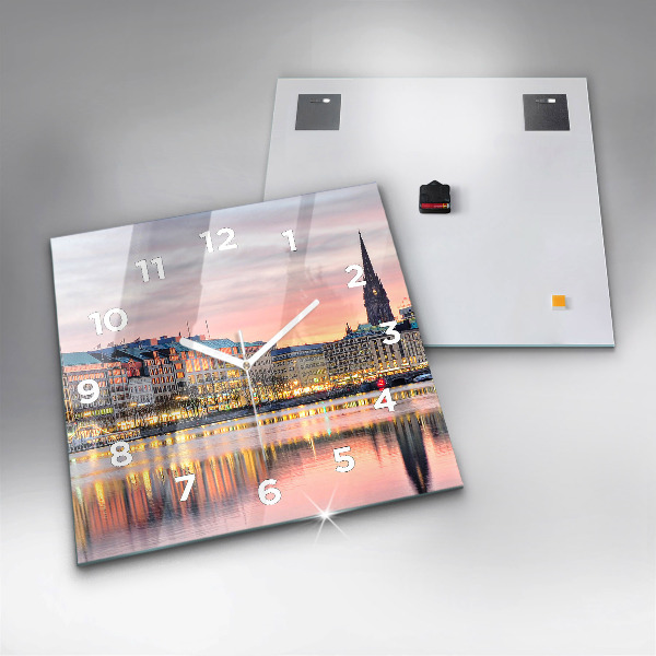 Skleněné hodiny čtvercové Alster v Hamburku