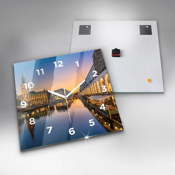 Skleněné hodiny čtvercové Hamburská radnice