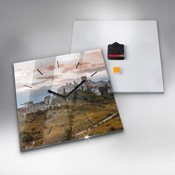 Skleněné hodiny čtvercové Spišský hrad na Slovensku