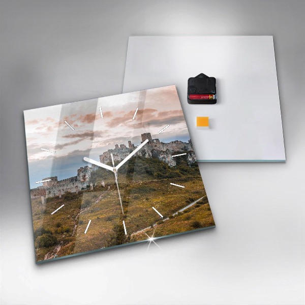 Skleněné hodiny čtvercové Spišský hrad na Slovensku