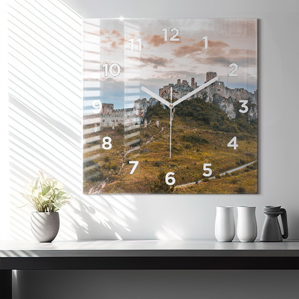 Skleněné hodiny čtvercové Spišský hrad na Slovensku