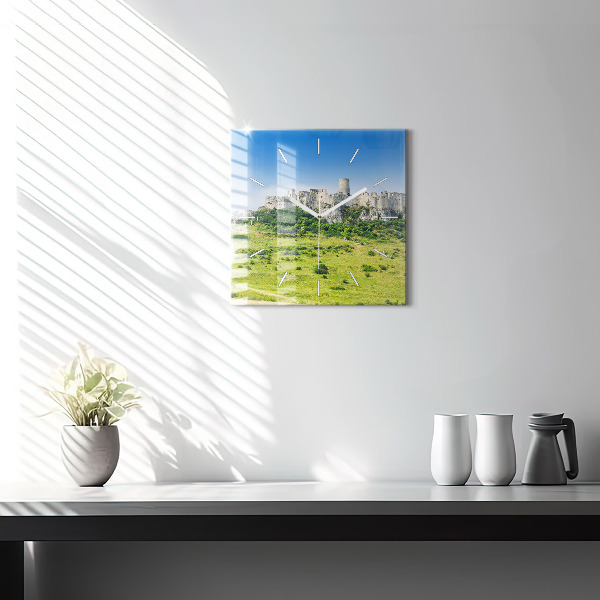 Skleněné hodiny čtvercové Spišský hrad na Slovensku