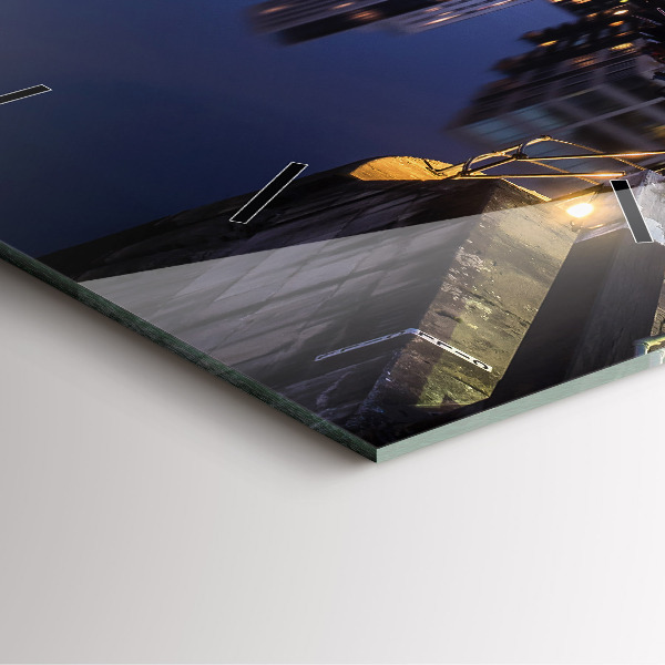 Skleněné hodiny čtvercové Noční osvětlené město